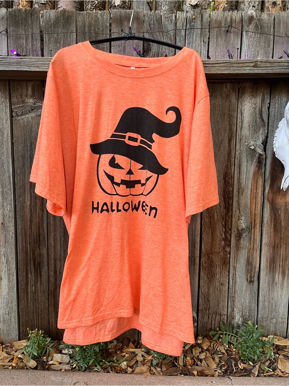 Halloween Pumpkin Witch Tee - Orange and Black 3x - Picture 5 of 5